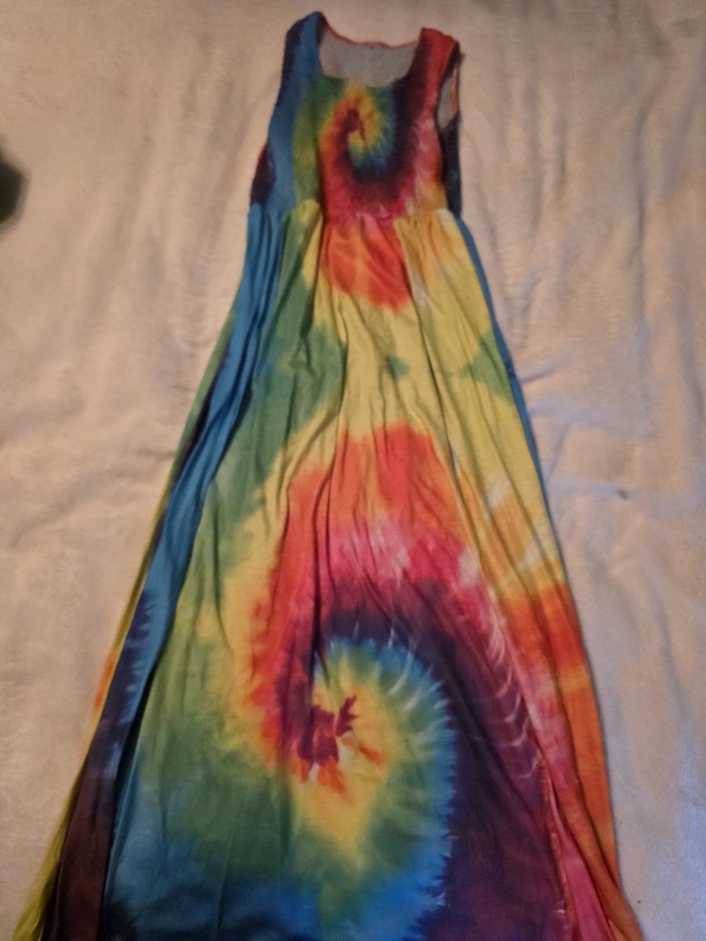 Sleeveless Tie-Dye Rainbow Maxi Dress